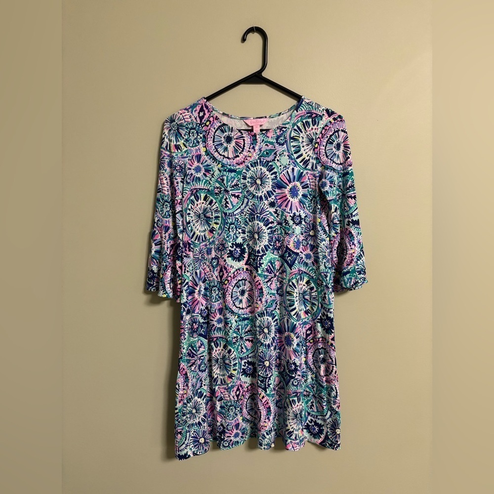 Lilly Pulitzer Ophelia Swing Dress Multi “The Swim” Size XS Resort Bell Sleeves
